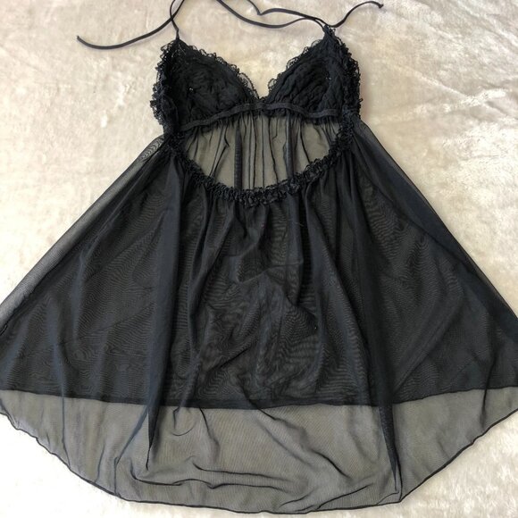 La Senza Love Black & Pink Mesh Baby Doll Lingerie Size Med - Picture 4 of 11